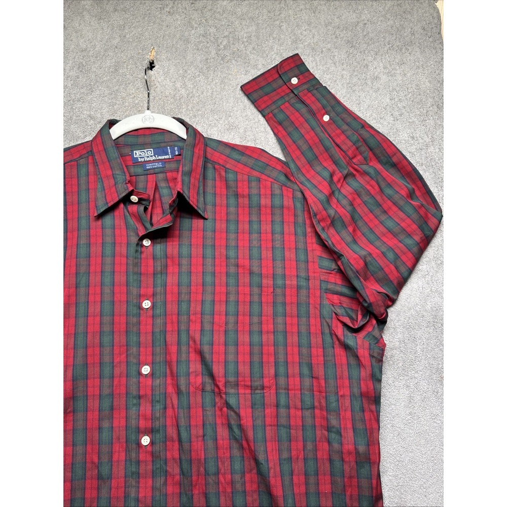polo ralph‎ lauren Chatfield Shirt 16.5 Red Green Plaid Ivy League Classic